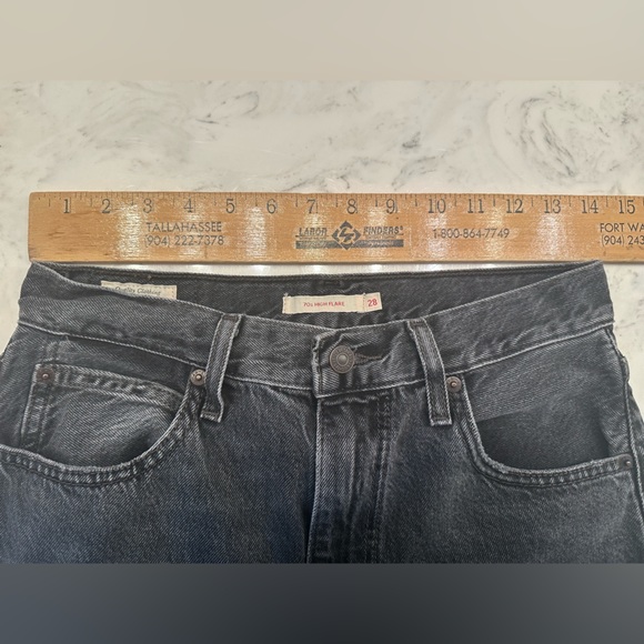 Levis Womens Jeans Sz 28 70s High Flare High Rise Just A Hint Black Denim Hippie - Picture 8 of 16